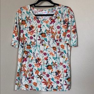 Cream & floral print XL Lularoe Gigi Fitted Top
